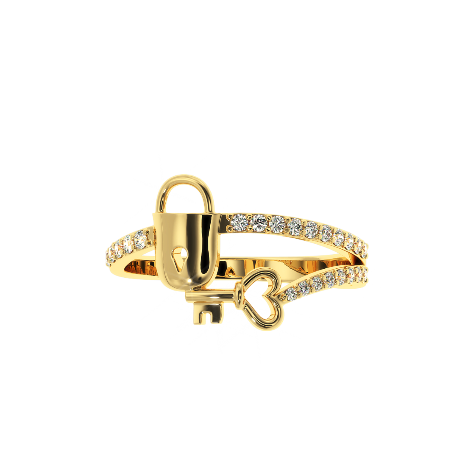 0.22 CT Lock & Key Lab Diamond Ring in 14K Gold